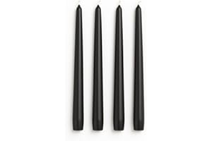 Dinil Black Taper Candles – 10 Inch Tapered Candles Set of 4 – Unscented Dripless Taper Candles – Decorative Long Candlesticks for Decoration, Festival, Dinner, Party – Long Burning Time – Black