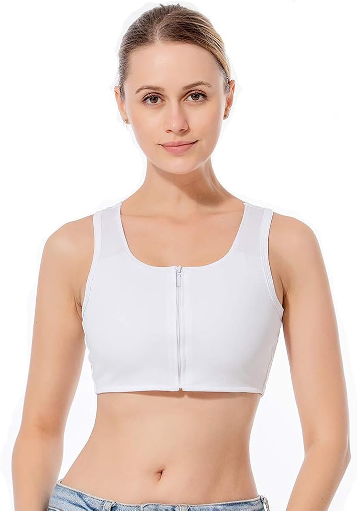 LV SUN FASHION Womens Wireless Zipper Front Sports Bra Seamless Full