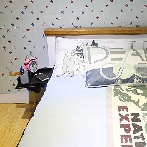Bedside Shelf for Bunk Bed, Bamboo Attachable Bed Shelf, Great Use as Kids Nightstand, Dorm Room Bed Tray for Students, Organizer for Laptop, Phones, Tablet, Toys, Drink, Clock - Black