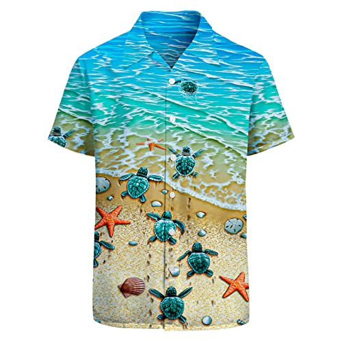 Sea Turtle Hawaiian Shirt for Men Tropical Beach Button Down XL at Amazon