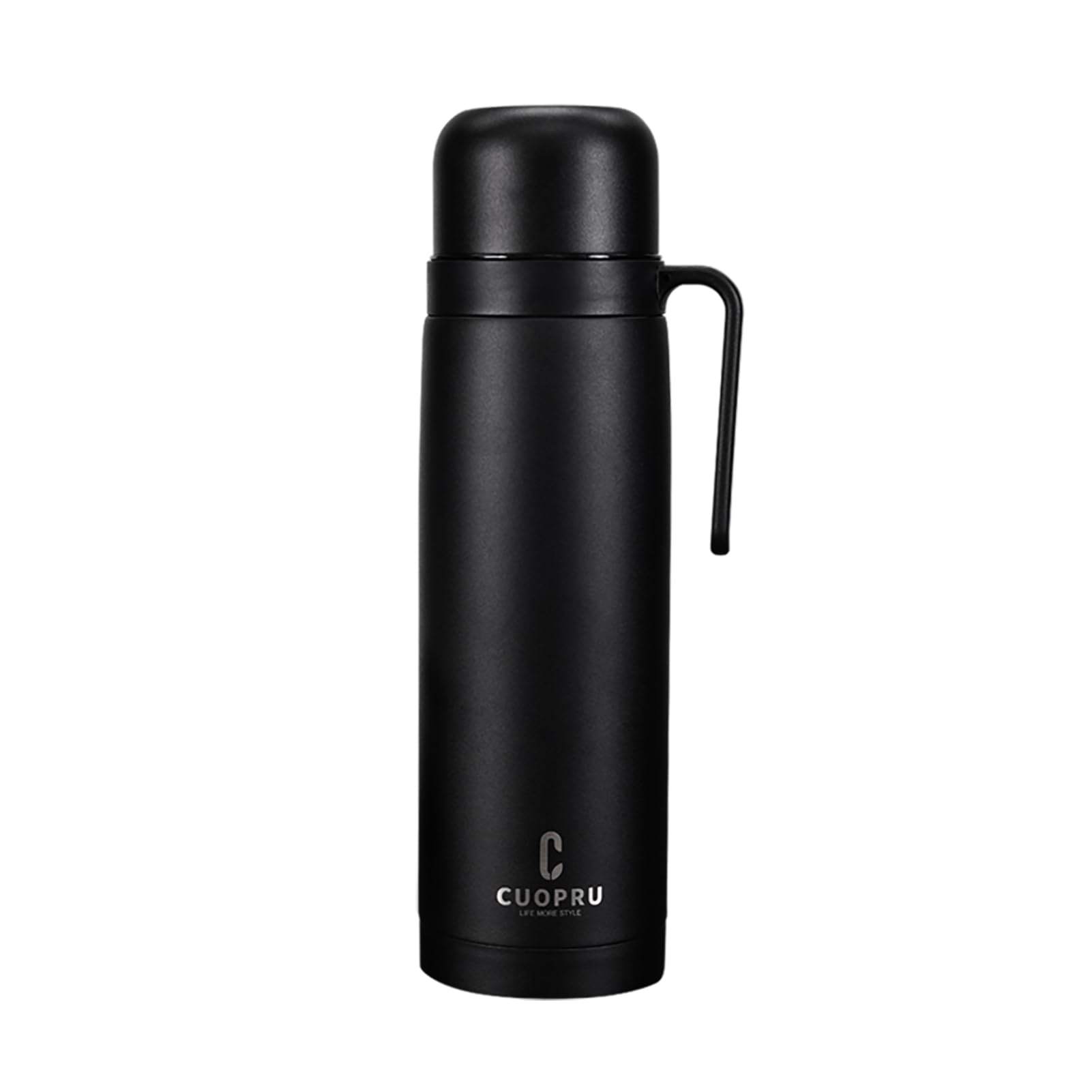 Photo 1 of CUOPRU Vacuum Insulated Bottle for Yerba Mate, Coffee, Tea, Water, 33.8 oz Stainless Steel Thermal Bottle Flask, Wide Mouth, Keeps Drinks Hot/Cold for 24 Hours, Matte Black