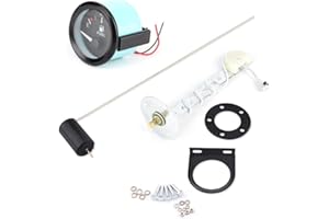 Qiilu 2" 52mm Universal Car SUV Fuel Level Gauge Meter with LED Digital Fuel Sensor E-1/2-F Pointer 12V