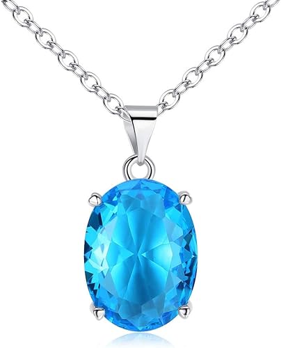 Amazon Ailuor ローズゴールドメッキ ブルーサファイア ルビー アメジスト クリスタルペンダントネックレス オーバル宝石 誕生石 18インチのシルバーチェーンジュエリー ネックレス 通販