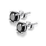 Solitaire Round Black Onyx 925 Sterling Silver Stud