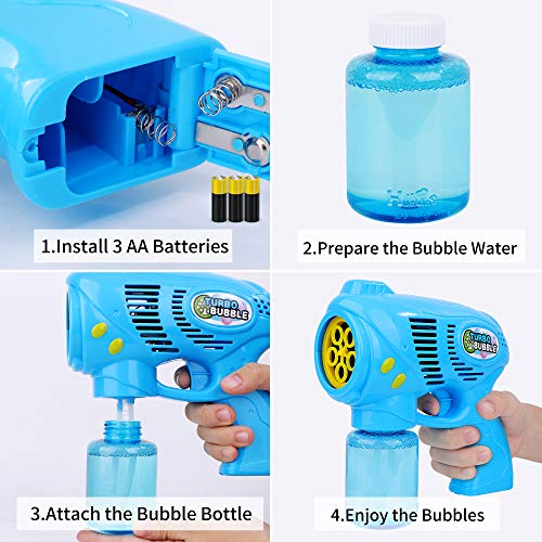 FiGoal 2 Pack Bubble Guns with 2 Bubble Solution Refills (5 oz Each