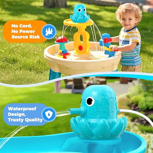 Water Table Pump, Continuous Flow Rechargeable Magnetic Octopus Pump, Battery Powered No Drill Installation, Non-Stop Fun Summer Outdoor Water Toys, Water Play Accessories for Kids Toddlers, Green