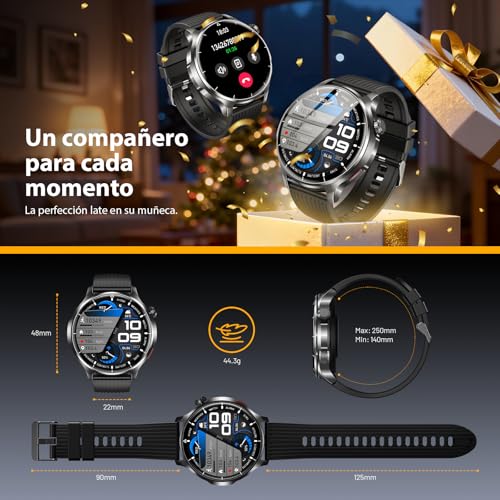 SLOKSFil Reloj Inteligente Hombre Militar con Bluetooth Llamada, 1000mAh Smartwatch Hombre con 1,52" HD/110+ Modos Deportes/24/7 Pulsómetro/Sueño/IP68 Impermeable/Podómetro Android iOS (Silica)
