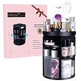 Makeup Cosmetic Organizer EMOCCI 360 Degree Rotating Adjustable Cosmetics Storage Box Case 7 Layers Large Capacity Make Up Holder Vanity Shelf Fits Bath Counter Bathroom Accessories(Black)