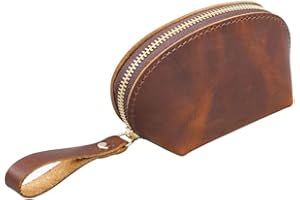 Wugebud 1 Pcs Leather Mini Medieval Coin Pouch, Coin Organizer, Change Holder, Cute Genuine Leather Coin Purse,Leather zipper Pouch for Men & Women