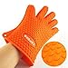 Oven Mitts Silicone Smoker Heat Resistant BBQ Grilling Gloves Safe Handling of Hot Food, Pots and Pans for Cooking Baking Meat Handling Barbecue Potholder-Orange