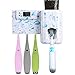 Wekity Toothbrush Holder Single Combination Automatic Toothpaste Dispenser Anti-dust Cover Toothpaste Squeezer Kit with Electric Watch, 3 Holders Wall Mounted Bathroom Accessories Storage Set (White)