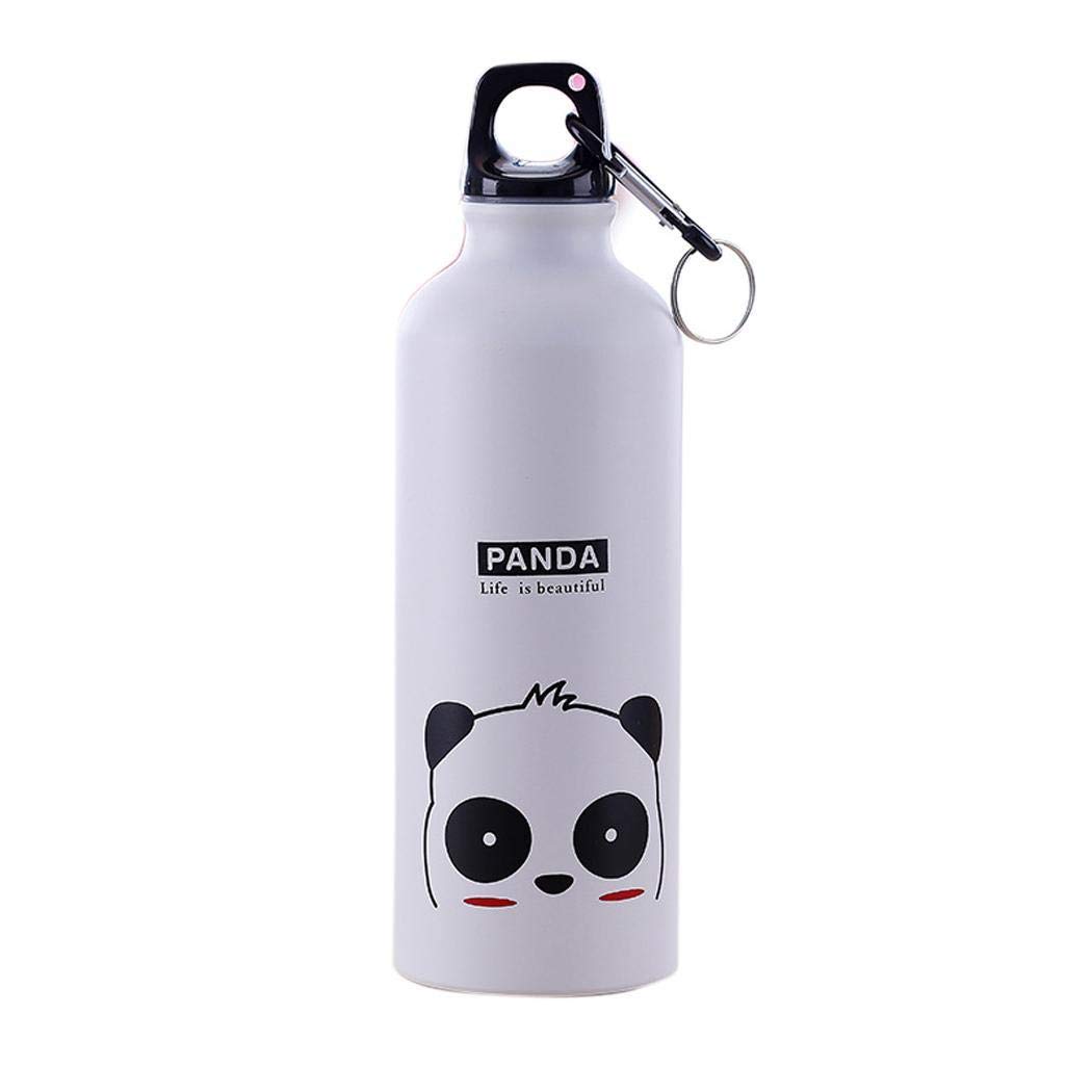 linselles 500mL Portable Sports Bottle Cute Cartoon Animal Pattern Aluminum Alloy Cup Water Bottle, Panda