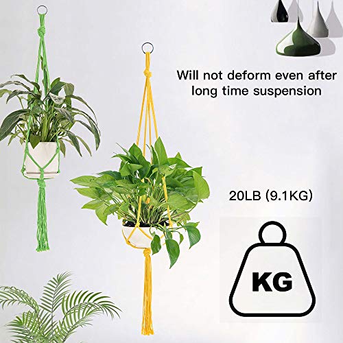 Plant Hangers, Indoor Outdoor Plant Pot Hangers, 3 Variable Colors Hanging Plant Holder Handmade Cotton Rope for Home Decor 6 Pack