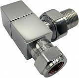 Greened House TEES Chrome Square Towel Rail Valve Set 15mm 1/2" BSP view 4