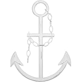 Wall Charmers 16" Rustic Cast Iron Metal Anchor Wall Decor - Boat Anchor Farmhouse Decor - Handmade Nautical Decor (White)