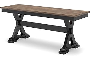 Signature Design by Ashley Wildenauer Farmhouse 50" Dining Bench, Dark Brown & Black