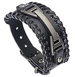 HCHIDS Men Leather Bracelet Punk Braided Rope Alloy Bracelet Bangle