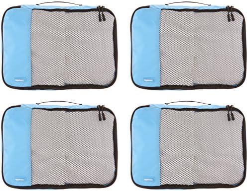 AmazonBasics 4 Piece Packing Travel Organizer Cubes Set - Medium, Sky Blue 2 AmazonBasics 4 Piece Packing Travel Organizer Cubes Set - Medium, Sky Blue