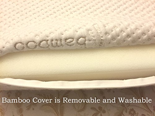 Thin Profile Memory Foam Neck Pillow - Double Contour - Chiropractor Approved - Washable Soft Bamboo Cover - Great for Neck Pain, Sleeping (Thin Profile)