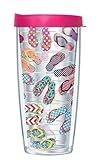 Flip Flops On Clear Wrap Traveler 16 Oz Tumbler Cup with Pink Lid