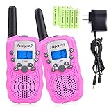 Funkprofi Walkie Talkies for Kids 22 Channels Long Range Rechargeable Walkie Talkies with Battery and Charger, Gift for Boys and Girls, 1 Pair (Pink)