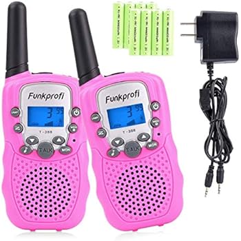 Funkprofi Walkie Talkies for Kids 22 Channels Long Range Rechargeable Walkie Talkies with Battery and Charger, Gift for Boys and Girls, 1 Pair (Pink)