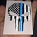 Bundle Reflective Die Cut Punisher Tattered with Thin Blue Line 3 Pack Decals for Cars, Helmets, Cups, 3 x 2 inch Skull US Flag USA Decal Sticker Honoring Police Law Enforcement Window Bumper Vinyl