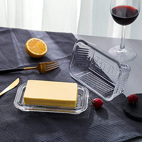 Clear Glass Butter Dishes with Covers Classic 2Piece Design Butter