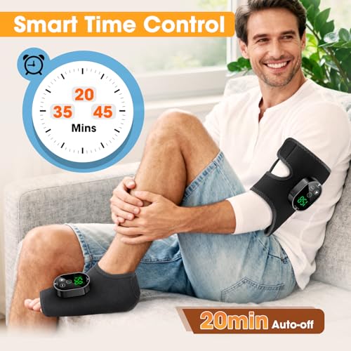 2Pcs Heated Foot Massager, Rechargeable Heated Ankle Brace with Vibration | Ankle Heating Pad with 6 Heat 3 Vibration Modes Timer