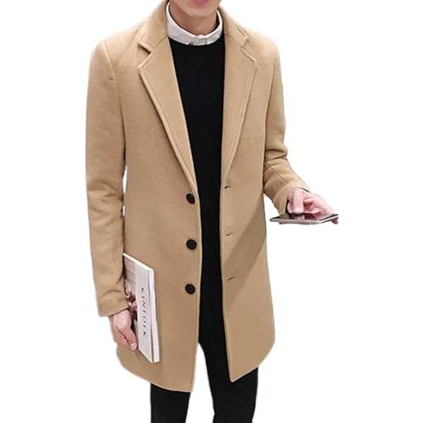DGKaxiyaHM Men's Casual Stylish Woolen Pea Coat Slim Classic