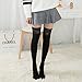 Zelta Women's Lace Top Over the Knee Socks Stocking Knee-High Hosiery Soft Cotton (Black)