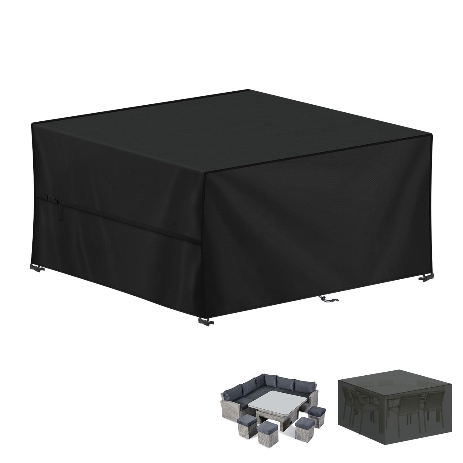LAMUNI Large Garden Furniture Covers, 150x130x90cm Outdoor Garden Furniture Set Cover, 420D Oxford Patio Table Covers Waterproof Patio Furniture Cover for Outside Chair and Table Rattan Sofa Cover