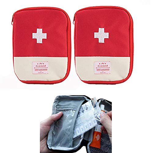 Zaptex 2-Pack Empty First Aid Pouch for Camping Travel (Red+Red)