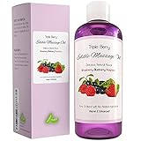 Edible Massage Oil Raspberry Blueberry Strawberry - Sensual Massage Oil for Sex - Sore Muscle Massage Oil - Anti Aging Oil Blend - Anti Wrinkle for Men & Women - Anti Cellulite All Natural Ingredients