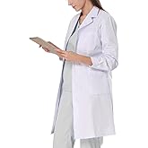Nachvorn Professional White Long Sleeve Lab Coat Workwear Uniform for Women and Men
