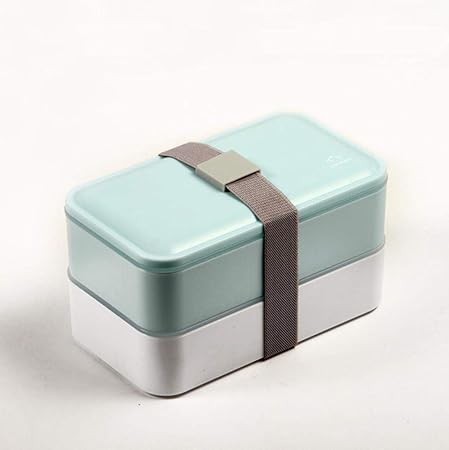 QIUHUI Conjunto de Caja de Almuerzo de Doble Capa Caja de bento ...