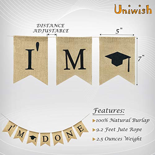 Uniwish I'm Done Banner Graduation Party Supplies 2019 Congrats Grad Party Decor for College Senior  - //coolthings.us