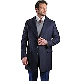 Bright Moons Men’s Wool Blend Overcoat – Classic Mid-Length Winter Coat with Notch Lapel, Tailored Fit & Warm Lining