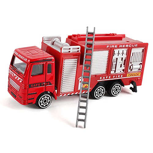 YUGHGH Toys Light and Sound Fire Engine Vehicle Alloy Engineering Toy Mining Car Truck Children\'s Birthday Gift Fire Rescue Maintenance Truck, fire Truck, Ladder Truck (1PC, fire Truck)