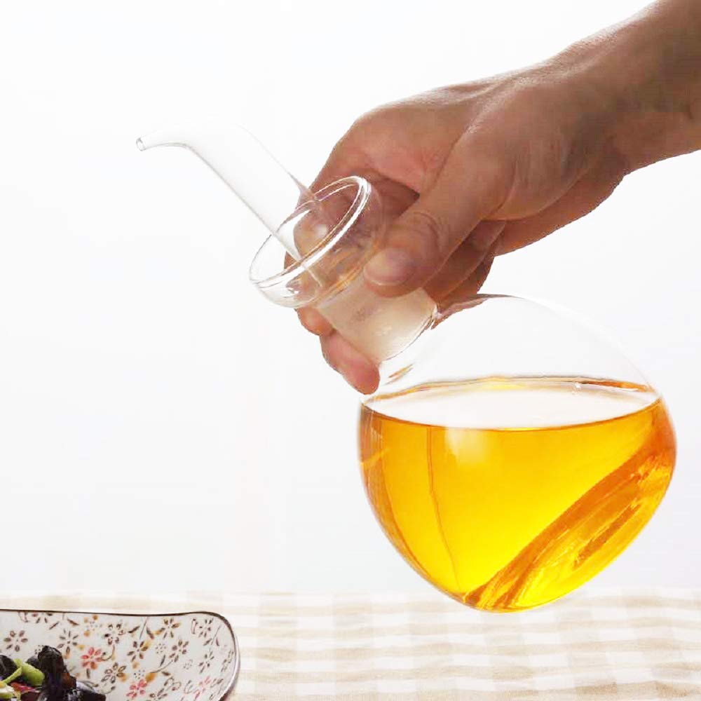 HAIZEEN 540ml/18oz Clear Glass Olive Oil Dispenser Bottle - Oil & Vinegar Cruet with Pourers and NO Funnel Needed - Olive Oil Carafe Decanter for Kitchen and BBQ
