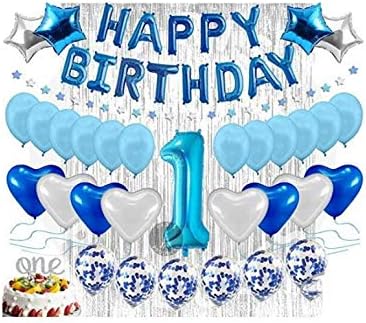 Scene Layout Set 1st Birthday Decoration Children S Boys And Girls Party Decoration Balloon Theme Background Wall Package Banner Confetti Balloons Number One Cake Topper Blue Price In Saudi Arabia Amazon Saudi Arabia