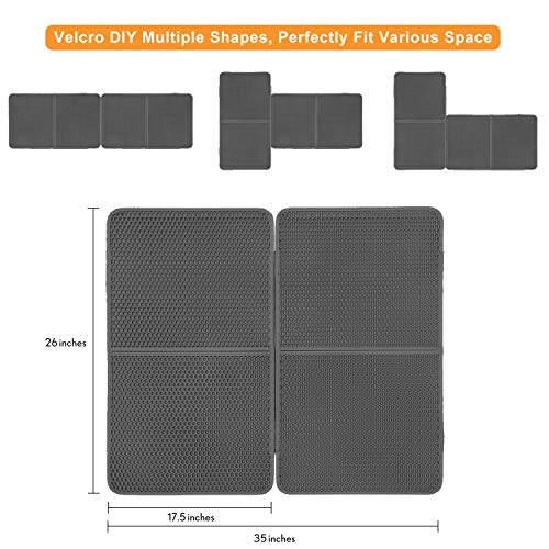 Upgraded Cat Litter Mats Extra Large 35"x26"(17.5"x26"x2Pcs),Cat Litter Mat Litter Trapping,Cat Mats for Litter Box,Kitty Litter Box Mat Double-Layer Waterproof PU Leather Edge (Can Be Spliced)