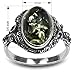 Sterling Silver Green Amber Oval Ring, Size 7