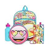 Emoji Yellow Rainbow Hearts Back to School Essentials Set for Girls Backpack