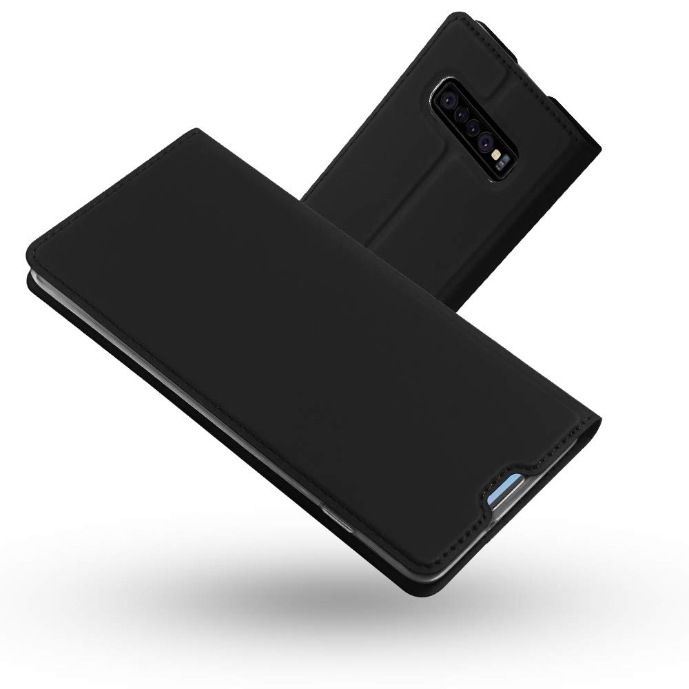 Radoo Galaxy S10+ (2019) Case, Premium PU Leather Flip Wallet Case With TPU Shockproof Inner Shell Flip Book Full Body Protection Case For Samsung Galaxy S10 Plus (Black)
