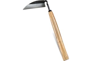 TOYPOPOR Japanese Weeding Sickle Hoe, Gardening Tools, Weed Remover, Hand Weed Cutter, Kama Twisted Scythe with High Carbon Steel Blade for Cutting Grass, Soil loosening, harvesting, Digging