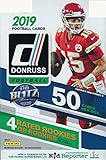 2019 Donruss Football Unopened Hanger Box with 60 Cards including 4 Rookies, 4 Hanger EXCLUSIVE GREEN Parallels and 10 Insert Cards