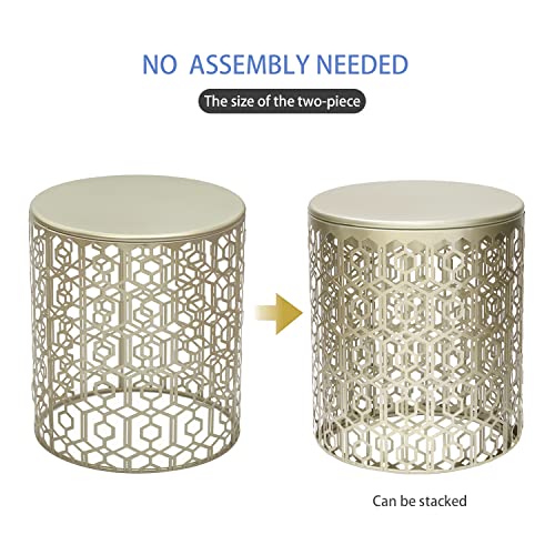 Decent Home Metal Accent Table, Set of 2 Decorative Round End Tables