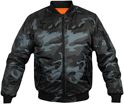 New Men's Military Black Green Camo Army Flight Pilot Bomber Jacket (2XL, Black Camo)