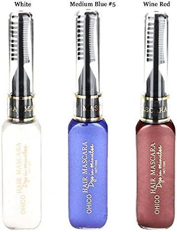 OHICO Professional Temporary Hair Dye Vibrant Hair Color Highlights &amp; Streaks Touch-up (White +Medium Blue #5 +Wine Red)